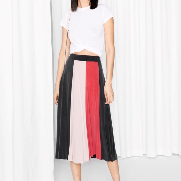 & Other Stories Dresses & Skirts - & Other Stories Color Block Cupro Skirt